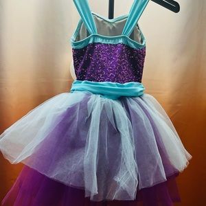 Purple and blue  sleeveless girl’s costume dress, sz 1